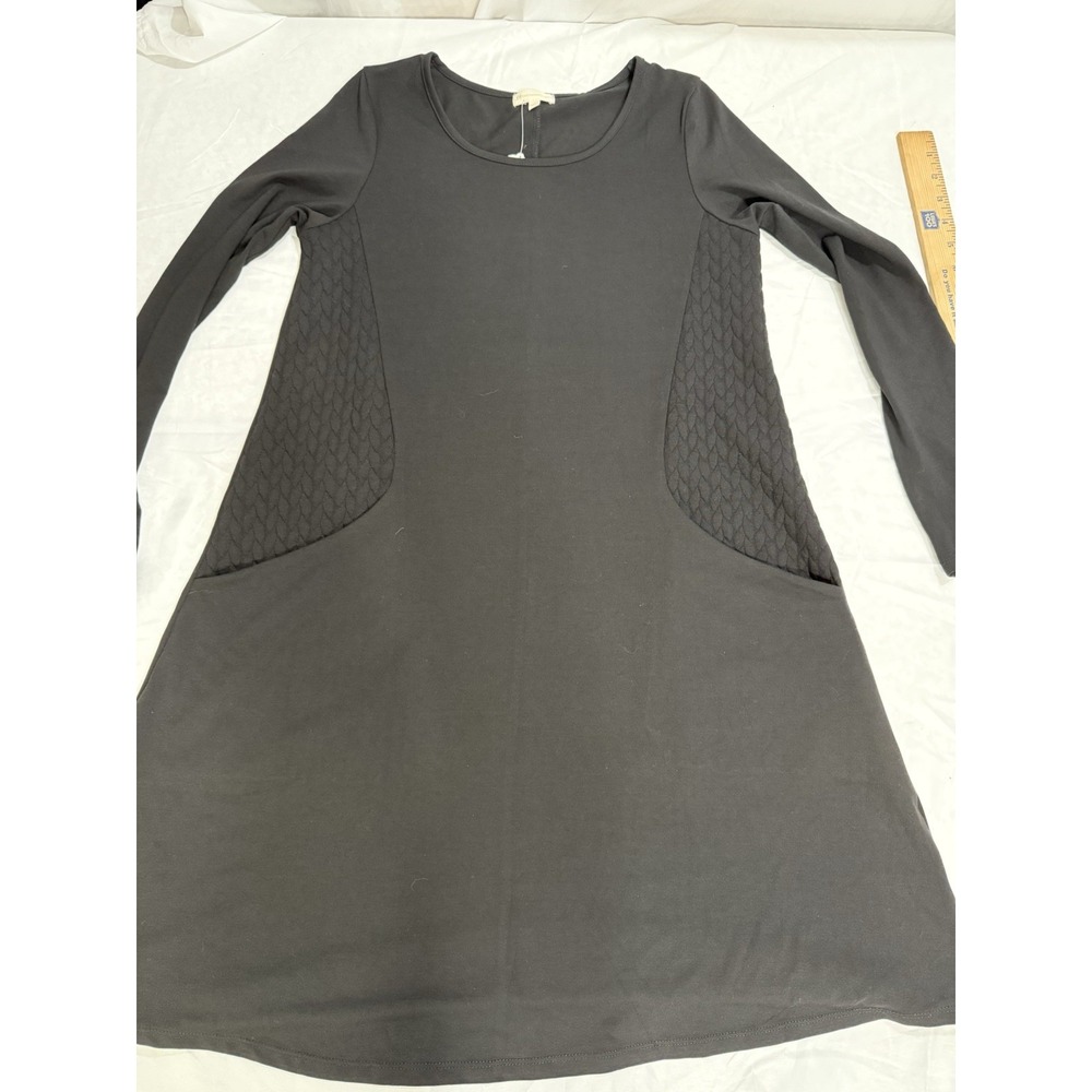 Occasionally Made Women's Black Long Sleeve Lagenlook‎ Modest Dress Pockets M